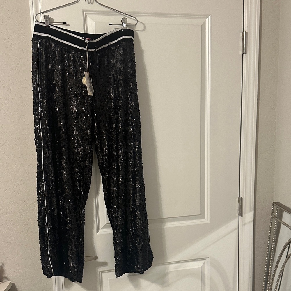 Johnny Was Black Sequin Trousers